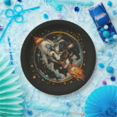 Französischer Bulldogge-Astronaut Pappteller (Party)