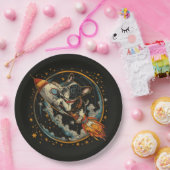 Französischer Bulldogge-Astronaut Pappteller (Party)