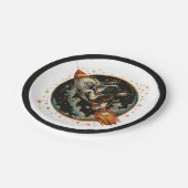 Französischer Bulldogge-Astronaut Pappteller (Schrägansicht)