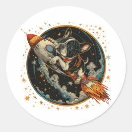 Französischer Bulldogge-Astronaut Runder Aufkleber
