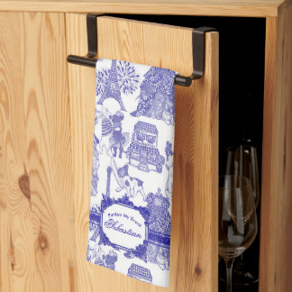 FRANZÖSISCHER BULLDOGGE Blaue Toile Geschirrtuch