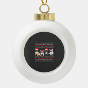 Französischer Bulldogge hässlicher Weihnachtspullo Keramik Kugel-Ornament