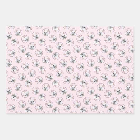 Französischer Bulldogge Malerei Weißes Cream Pet H Geschenkpapier Set (Vorderseite)