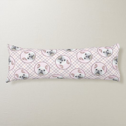 Französischer Bulldogge Malerei Weißes Cream Pet H Seitenschläferkissen (Vorderseite)