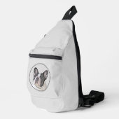 Französischer Bulldogge Malerei White Black Pied D Crossbody Bag (Rechte Ecke)