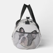 Französischer Bulldogge Malerei White Black Pied D Duffle Bag (Rechts)