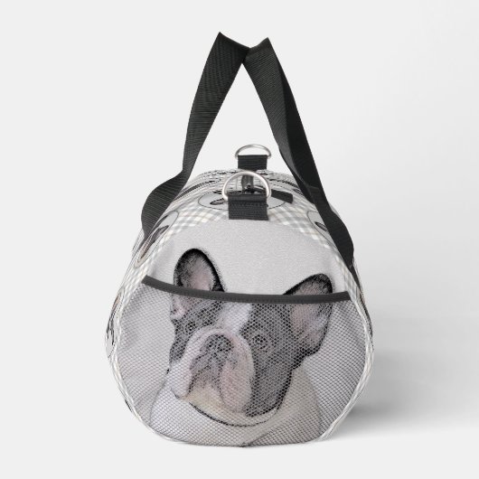Französischer Bulldogge Malerei White Black Pied D Duffle Bag (Rechts)