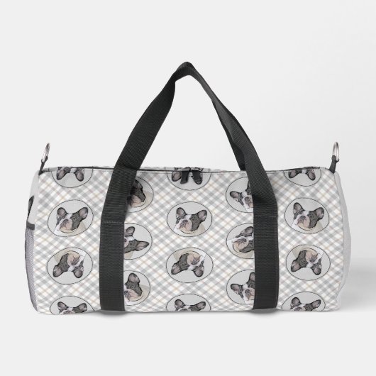 Französischer Bulldogge Malerei White Black Pied D Duffle Bag (Rückseite)