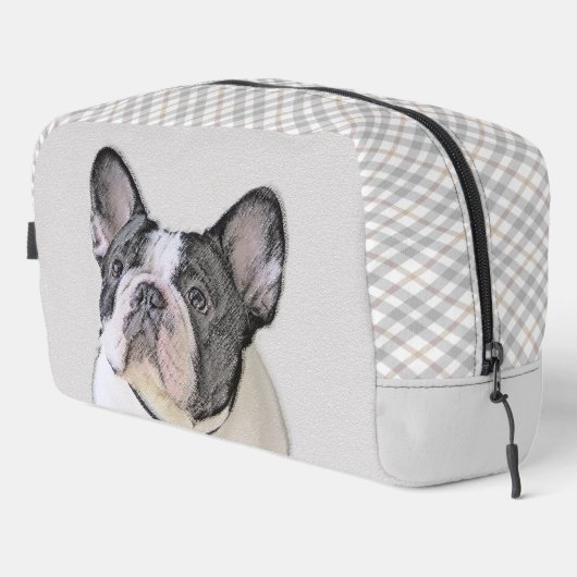 Französischer Bulldogge Malerei White Black Pied D Waschbeutel (Rechte Ecke)
