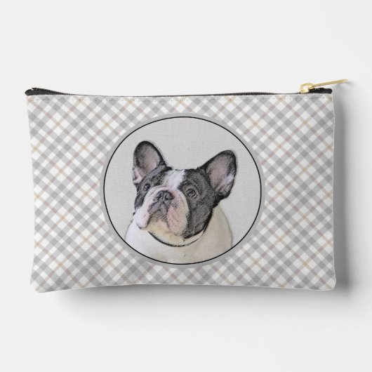 Französischer Bulldogge Malerei White Black Pied D Zubehörtasche (Rückseite)