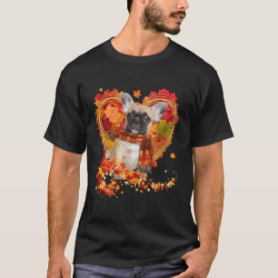Französischer Bulldogge mit Herbstblättern T-Shirt