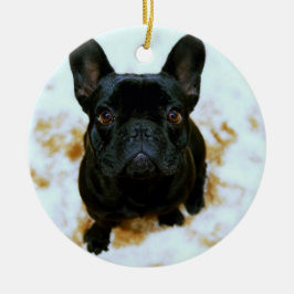 Französischer Bulldogge-Ornament mit Ihrem Foto Keramikornament