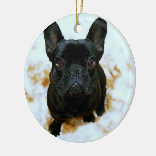 Französischer Bulldogge-Ornament mit Ihrem Foto Keramikornament (Links)