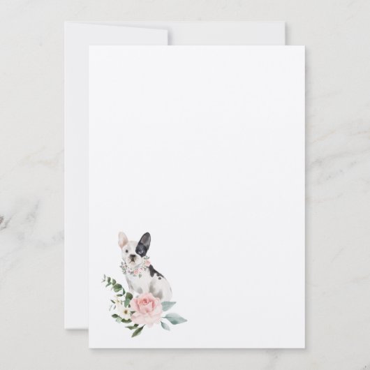 Französischer Bulldogge Pet & Rosa Rose Einladung (Rückseite)