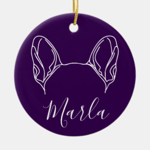 Französischer Bulldogge-Schmuck (Pfotenabdrücke) Keramik Ornament