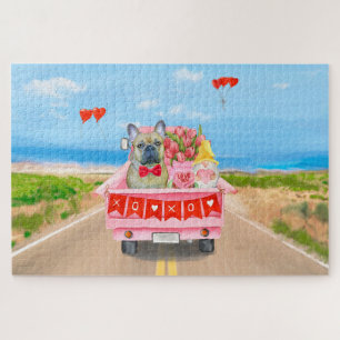 Französischer Bulldogge Valentinstag LKW Puzzle