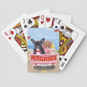 Französischer Bulldogge Valentinstag LKW Spielkarten