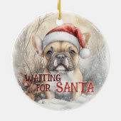 Französischer Bulldogge Weihnachten Gewartet für S Keramik Ornament (Hinten)