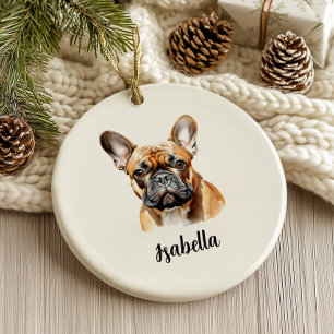 Französischer Bulldogge Weihnachtsbaumschmuck Keramik Ornament