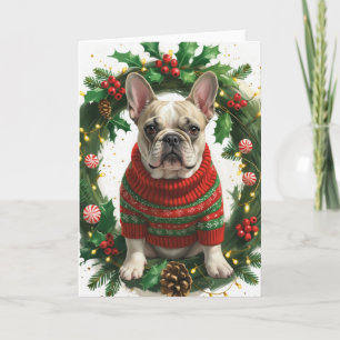 Französischer Bulldogge Weihnachtskranz Holiday Ku Karte