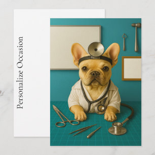 Französischer Bulldoggen-Arzt-Welpen-Geschenk zum  Feiertagskarte
