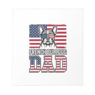 Französischer Bulldoggen-Vater Patriotisch Vintage Notizblock