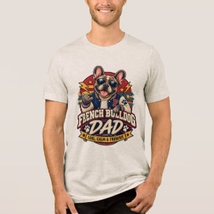 Französischer Bulldoggen-Vater Retro-Uni-Sonnenbri Tri-Blend Shirt