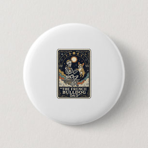 Französischer Bulldoggen-Vater Vintage-Skelett-Tar Button