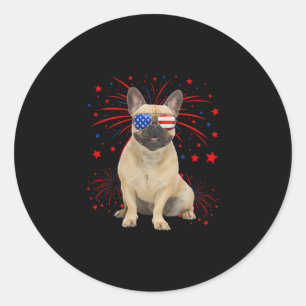 Französischer Bulldoghund Amerikanische Flagge 4. Runder Aufkleber