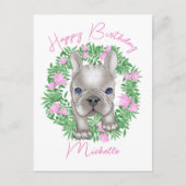 Französischer Bulldoghund. Happy Birthday Postkarte (Vorderseite)