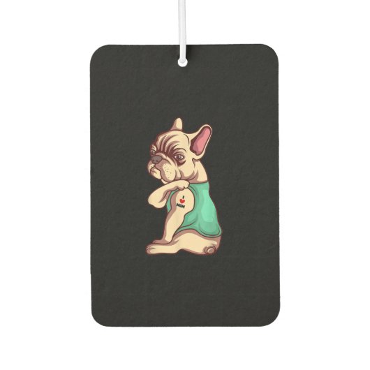 Französischer Bulldoghund in der Liebe Tätowierung Autolufterfrischer (Vorderseite)
