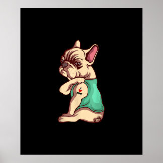 Französischer Bulldoghund in der Liebe Tätowierung Poster
