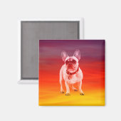 Französischer Bulldoghund sitzt am Strand Magnet (Vorderseite/Rückseite)