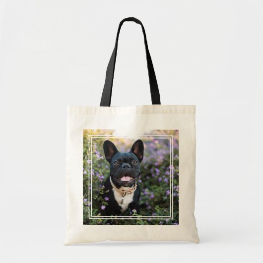 Französischer Bulldogist in Blume Tragetasche (Vorne)