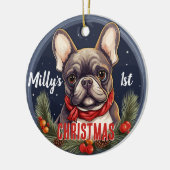 Französischer Bulldog's First Christmas Keramik Ornament (Links)