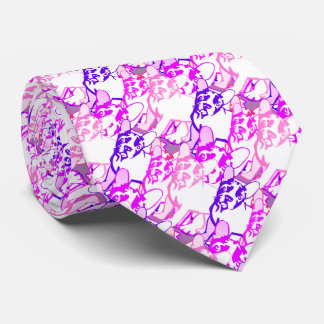 Französischer Bulldogs pink lila weiß Krawatte