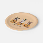 Französischer Bulldogs Trick oder Treat Pumpkin Pappteller (Schrägansicht)