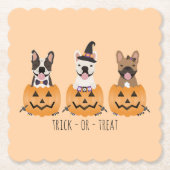 Französischer Bulldogs Trick oder Treat Pumpkin Untersetzer (Vorderseite)