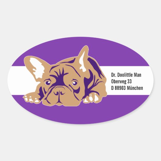 Französischer Bulldogsticker mit Text Ovaler Aufkleber (Vorderseite)
