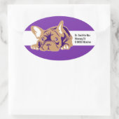 Französischer Bulldogsticker mit Text Ovaler Aufkleber (Tasche)
