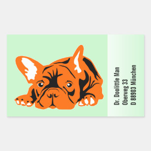 Französischer Bulldogsticker mit Text Rechteckiger Aufkleber