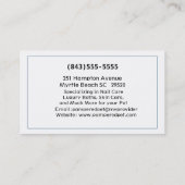 Französischer Bullog Pet Groomer/Veterinär/Sitze Visitenkarte (Rückseite)