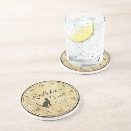 Französischer Café-Uhr-Untersetzer Sandstein Untersetzer (Seite)