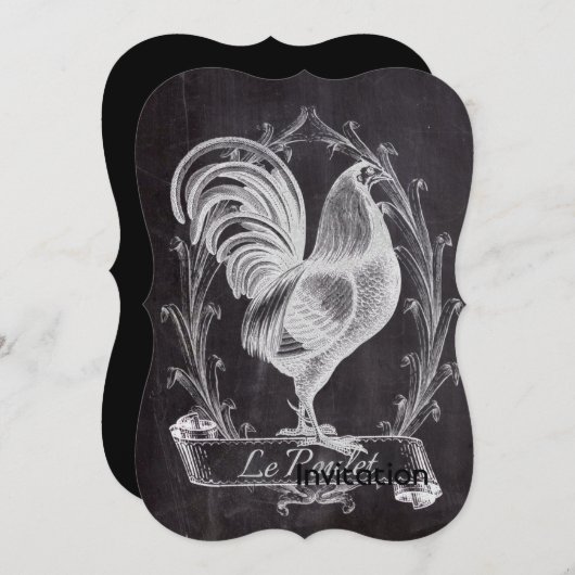 französischer Chalkboard-Western Einladung (Vorne/Hinten)