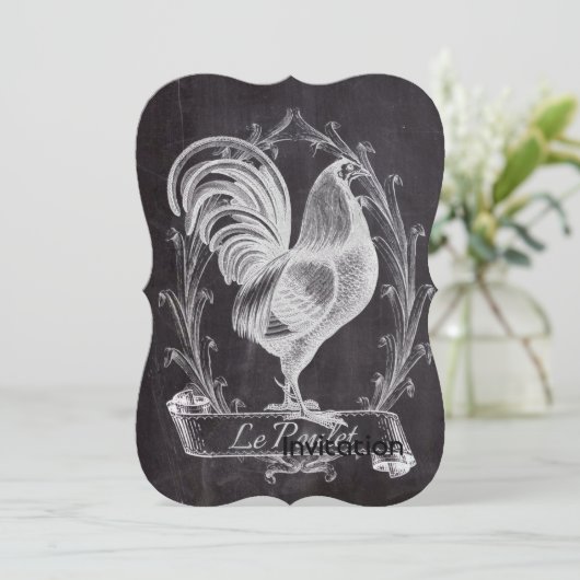 französischer Chalkboard-Western Einladung (Stehend Vorderseite)