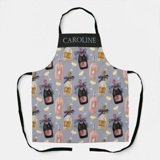 Französischer Champagner in Aquarell Personalisier Schürze (Vorderseite)