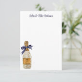 Französischer Champagner in Aquarellfarbe mit Navy Dankeskarte (Stehend Vorderseite)