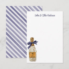 Französischer Champagner in Aquarellfarbe mit Navy Dankeskarte