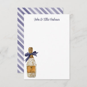 Französischer Champagner in Aquarellfarbe mit Navy Dankeskarte