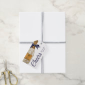 Französischer Champagner in Aquarellfarbe mit Navy Geschenkanhänger (Mit Garn)